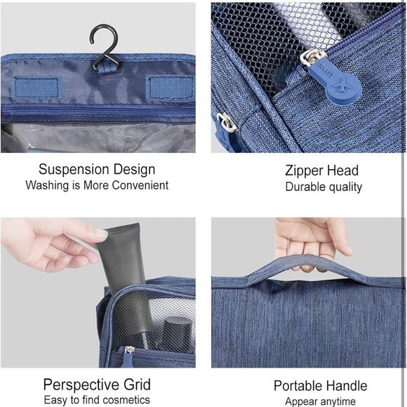 Travel Toiletry Bag Hanging Toiletry Bag Water-Resistant， Makeup Cosmetic Bag - Picture 5 of 9